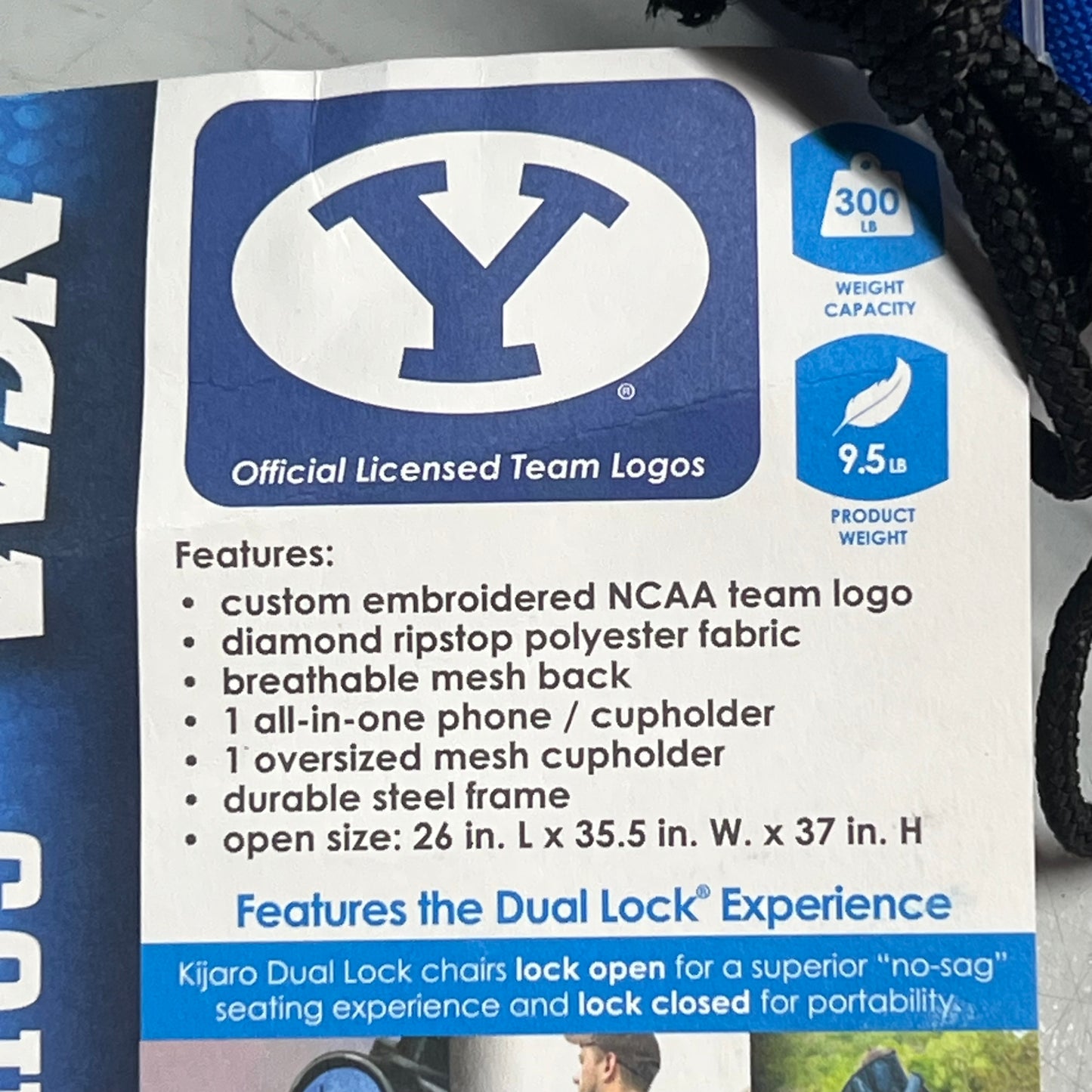 KIJARO Brigham Young University Dual Lock Pro Folding Chair 300lb Cap Blue 12377