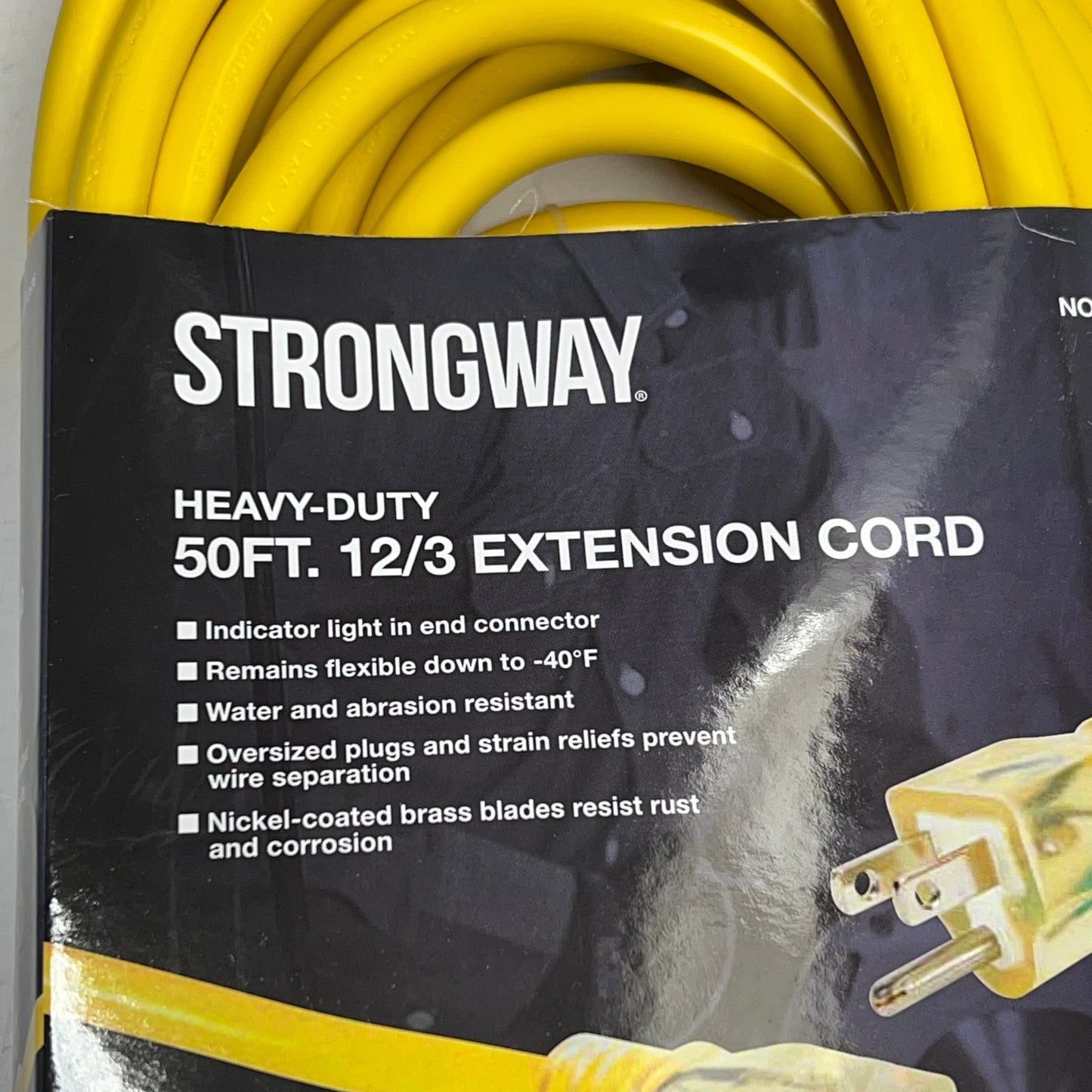 STRONGWAY Outdoor Extension Cord  15 Amps 12/3 Gauge 50' Yellow 5713536