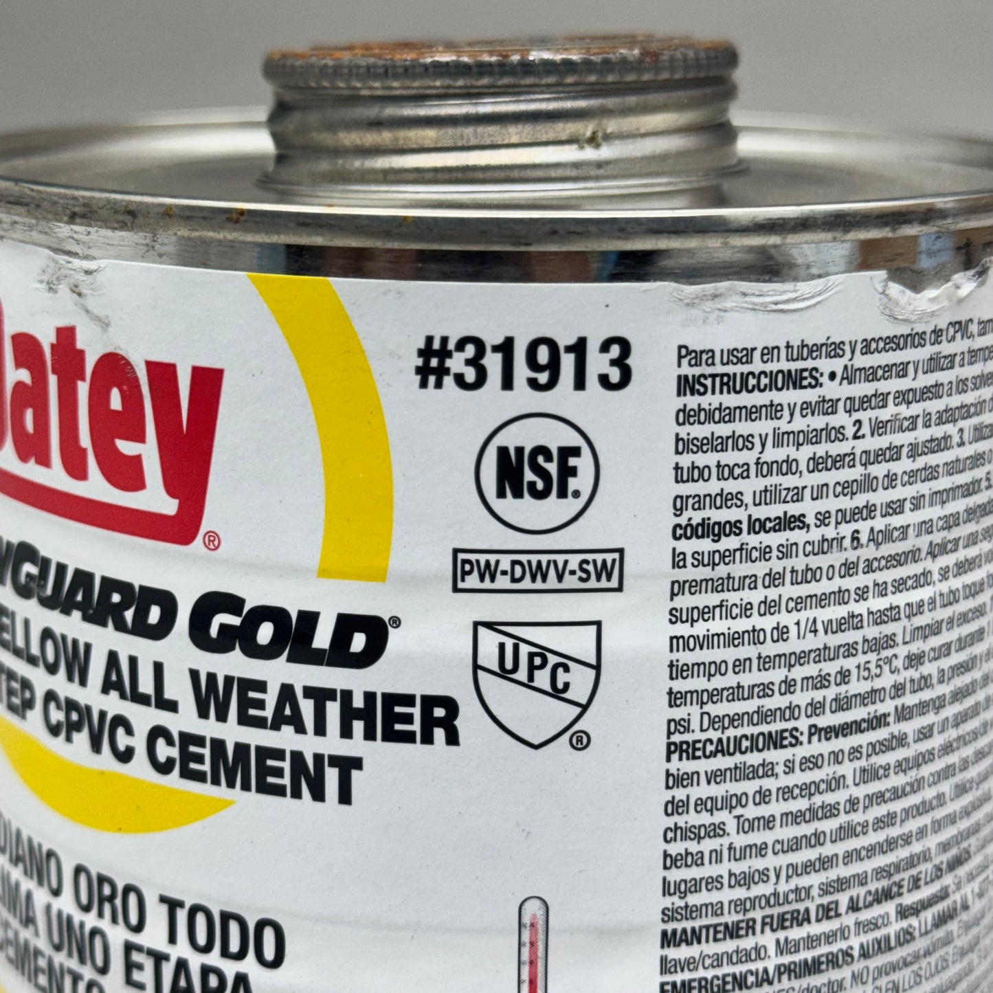 OATEY FlowGuard Gold Medium Yellow All Weather One-Step CPVC Cement 32 oz 31913