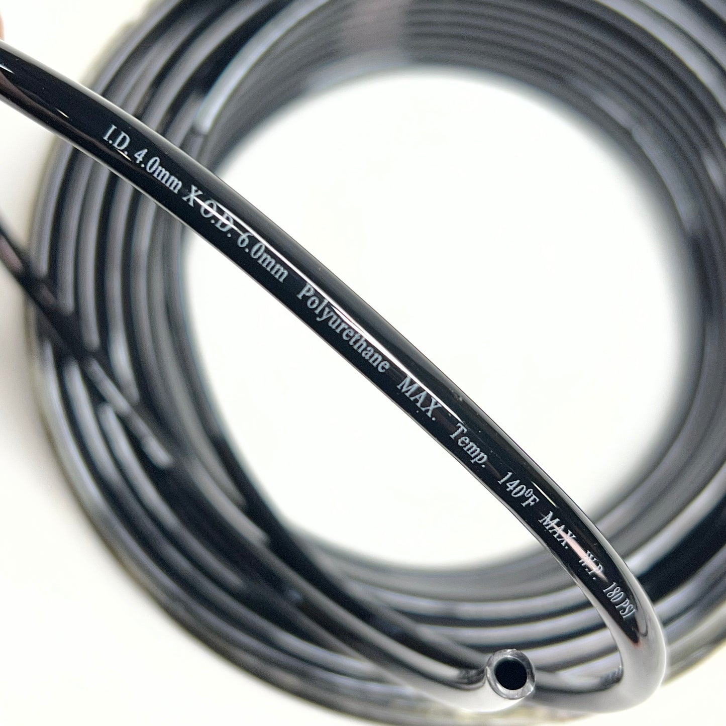 Tubing For Air/water Polyurethane 100' 4mm 180 PSI 6 MM OD Black 1PBR7A