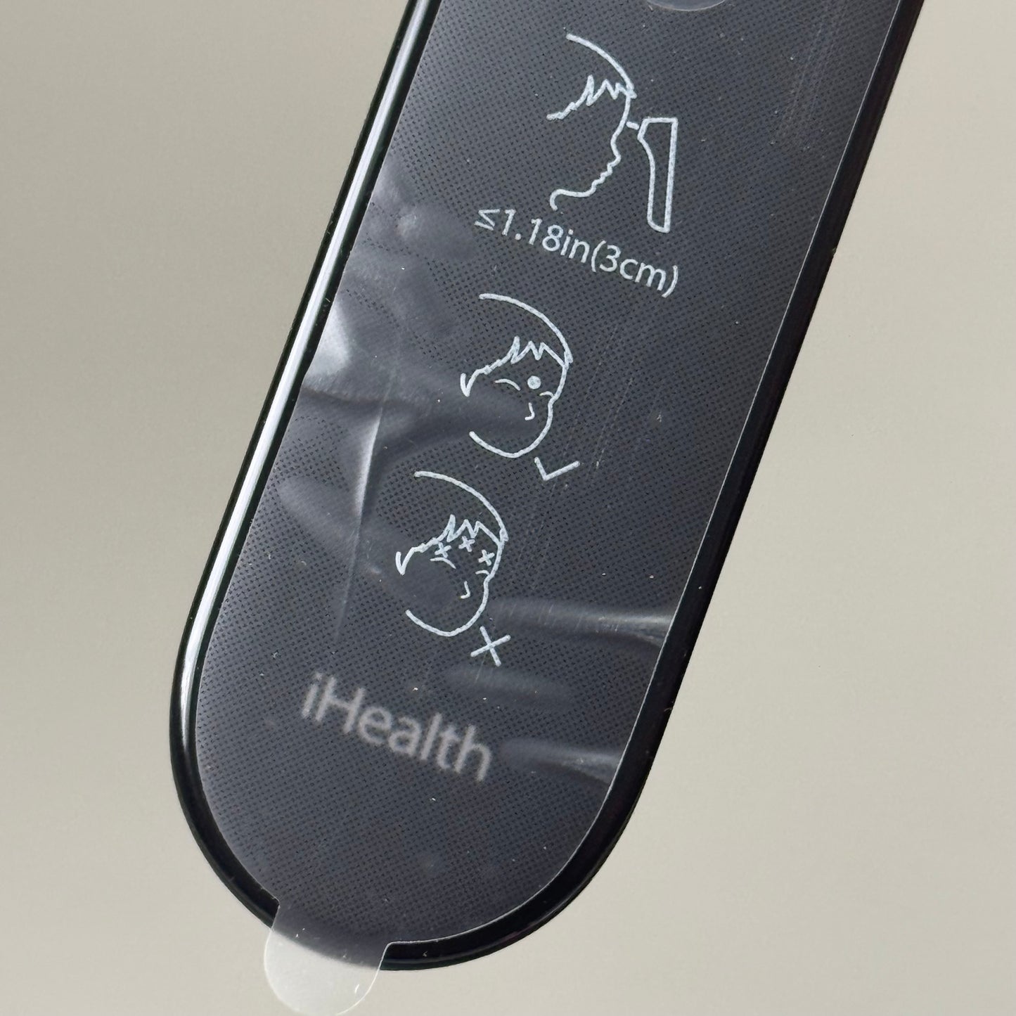 ZA@ iHEALTH No-Touch Thermometer Digital Infrared 3 Sensors LED Digits Black As-is Cracked Screen