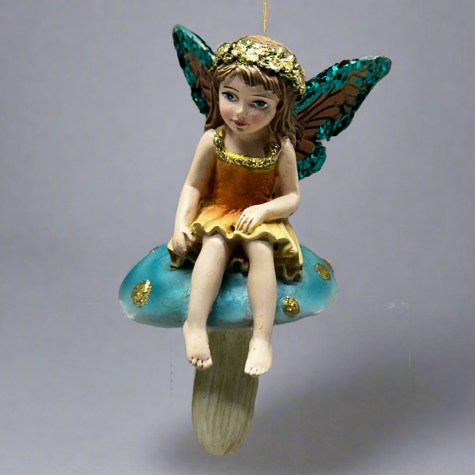 KURT S. ADLER Fairy Sitting On Mushroom Christmas Ornament 4“ E0916