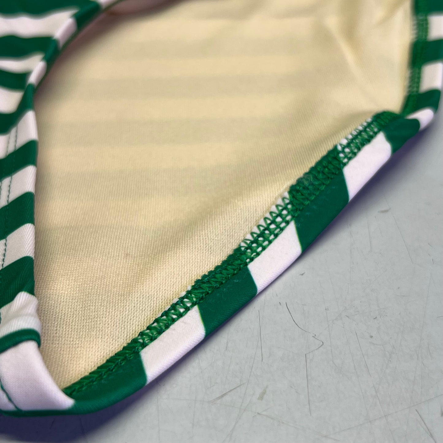 LIME RICKI Emerald Strip Bikini Bottom Sz L Green & White