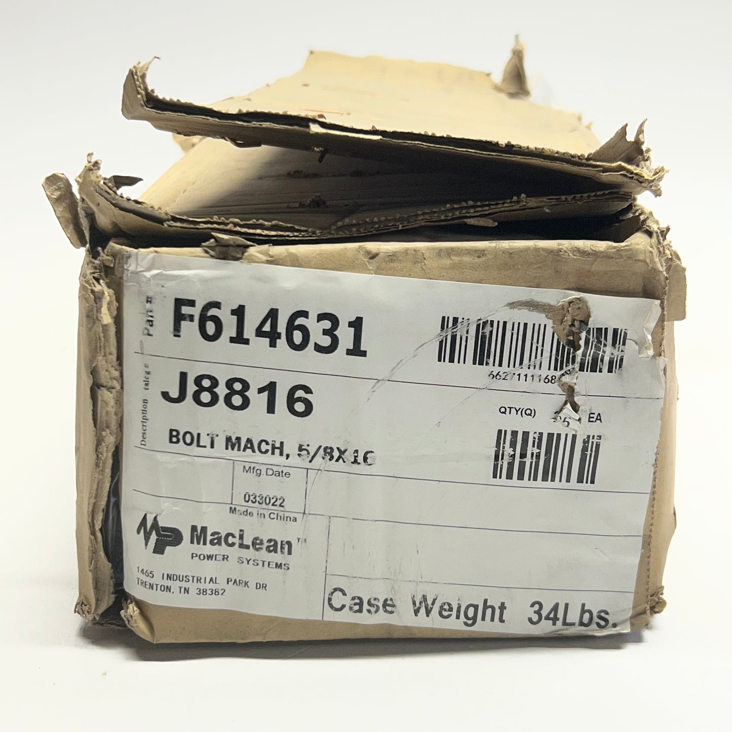 MACLEAN (25 PACK) Machine Bolt Square Head Sz 5/8" x 16" J8816 (New Other, Distressed Box)