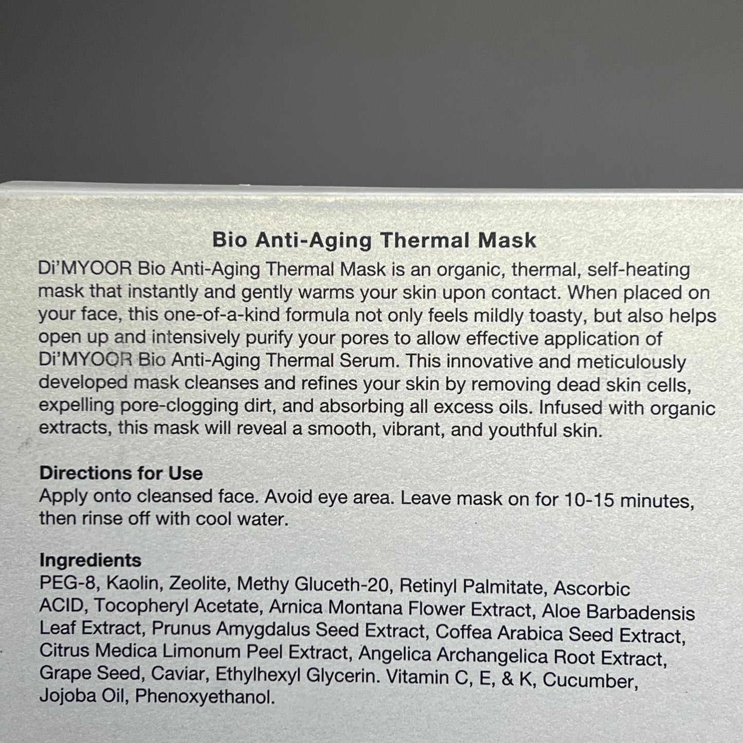 ZA@ DI'MYOOR Caviar Extract Bio Anti-Aging Thermal Mask Organic 1.7 fl oz BB 20 Months After Opening Retail $379