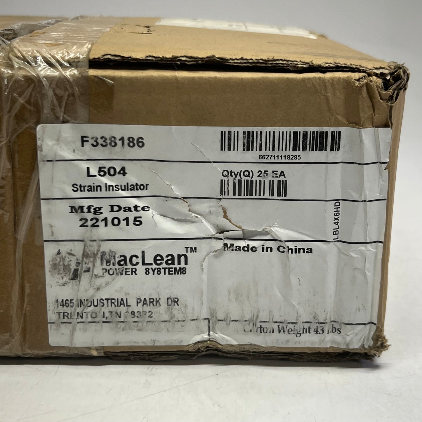 MACLEAN (25 PACK) Strain Insulator Sz 4-1/2" L504