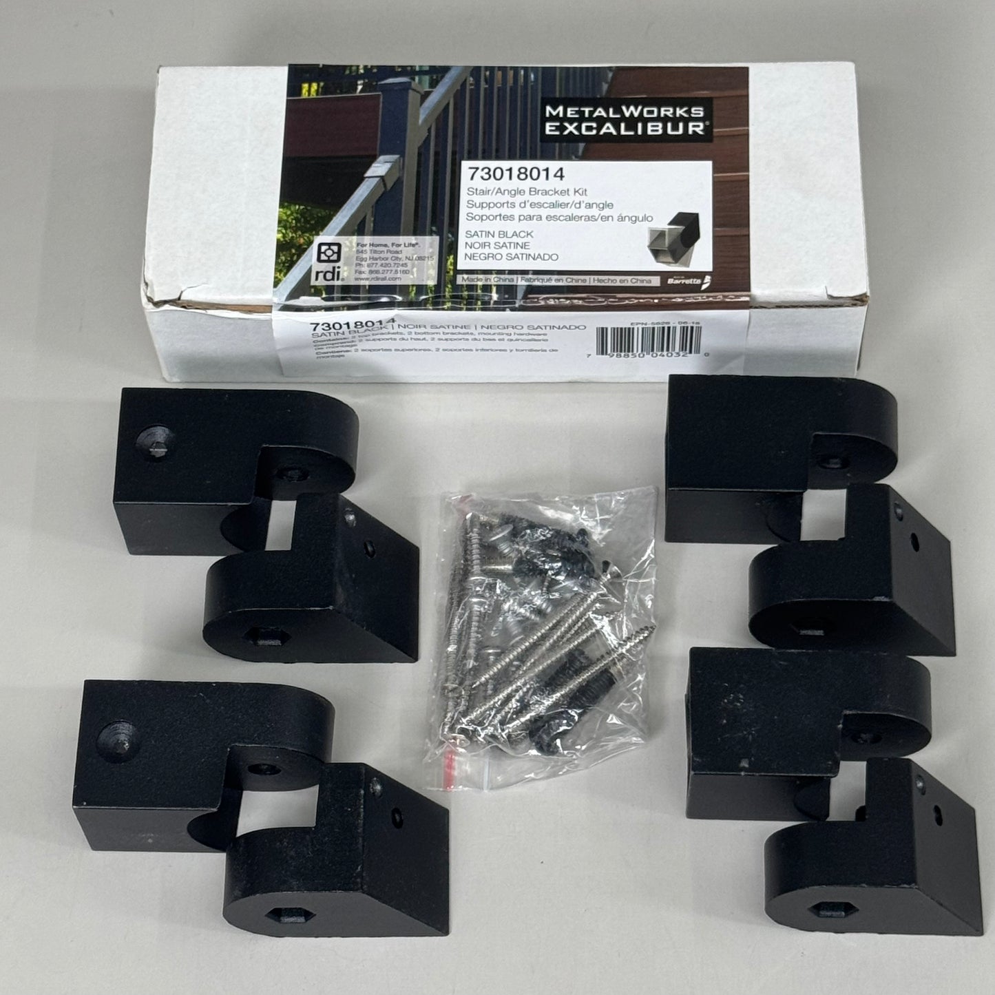 METALWORKS Stair/Angle Bracket Kit Powder Coated Galvanized Steel Black 73018014