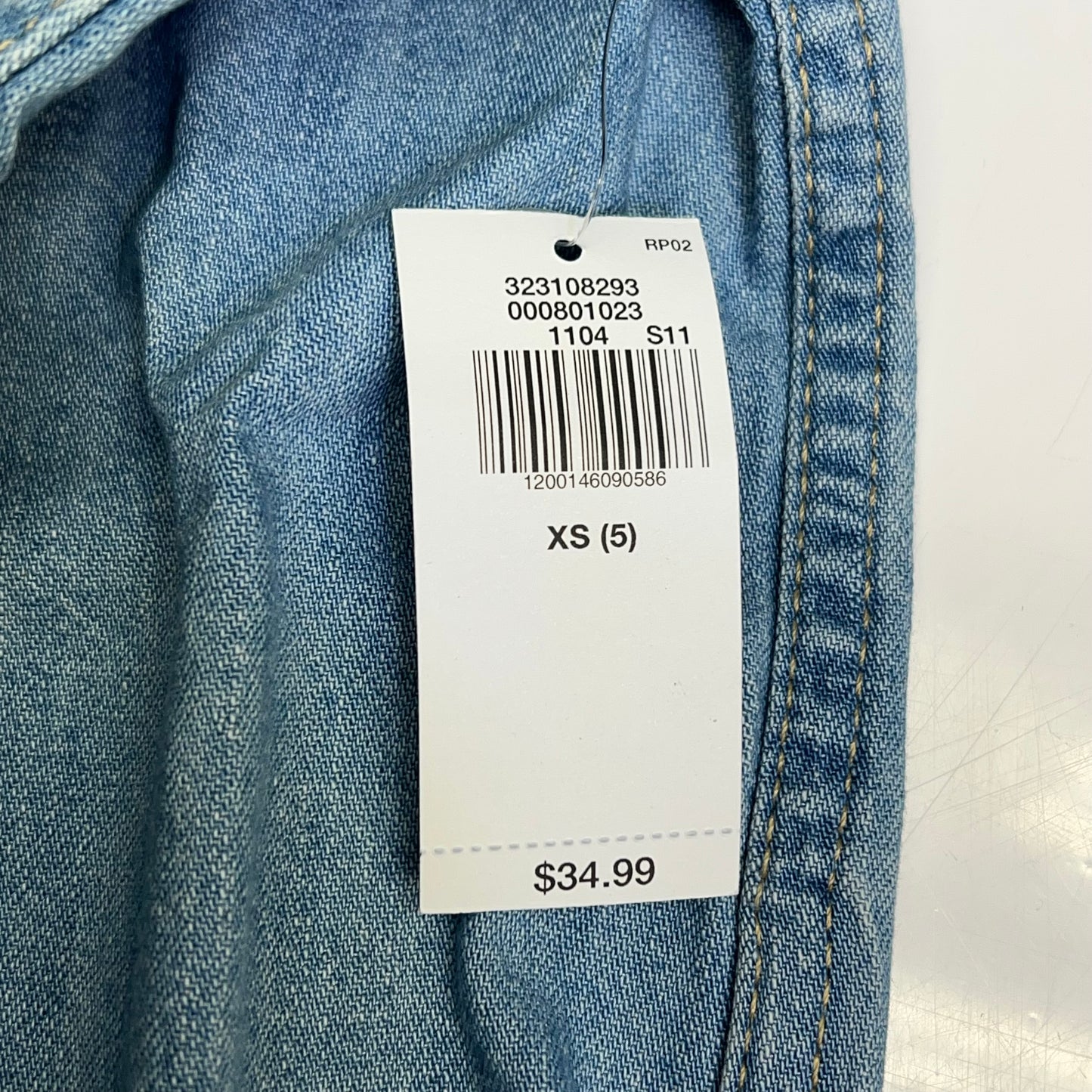 OLD NAVY Denim Western Pocket Shirt Long Sleeve Collared Boy's Sz XS Light Blue