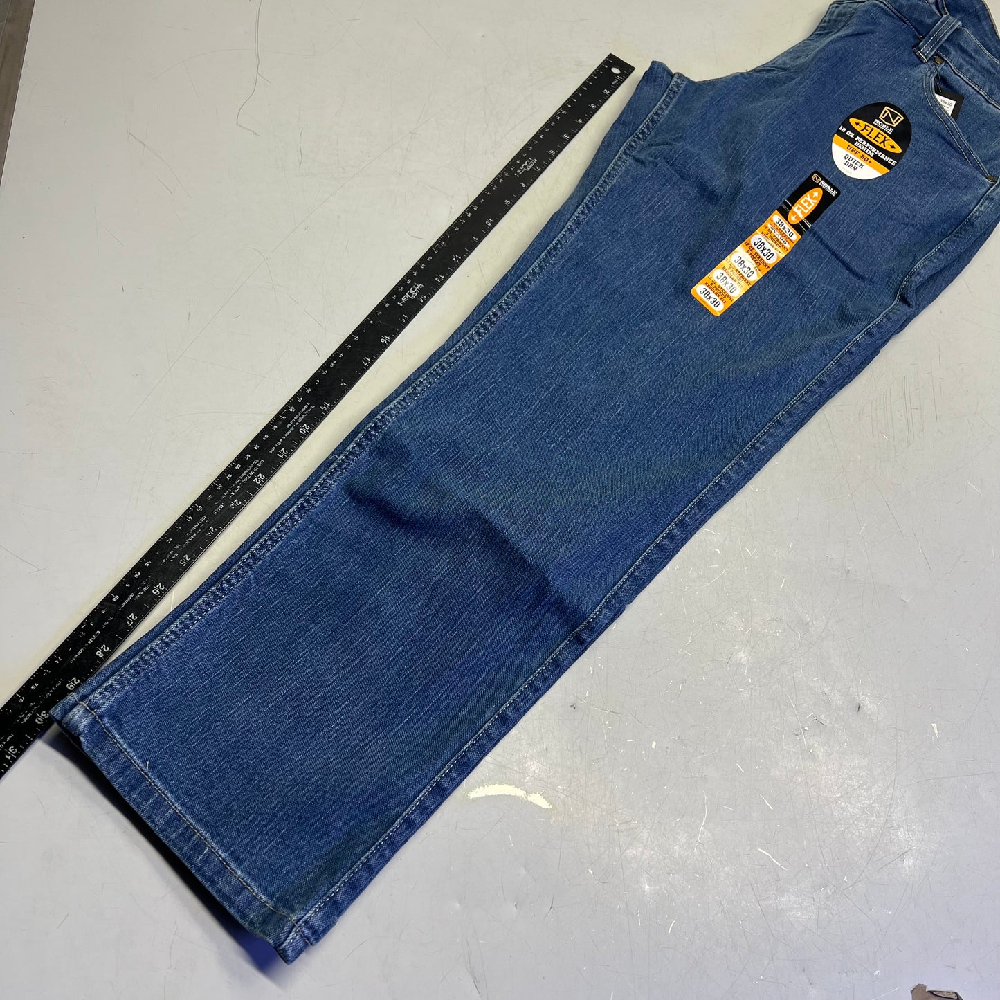 NOBLE OUTFITTERS Flex Denim 5-Pocket Work Pant Men's Sz 38x30 Stonewash 18458