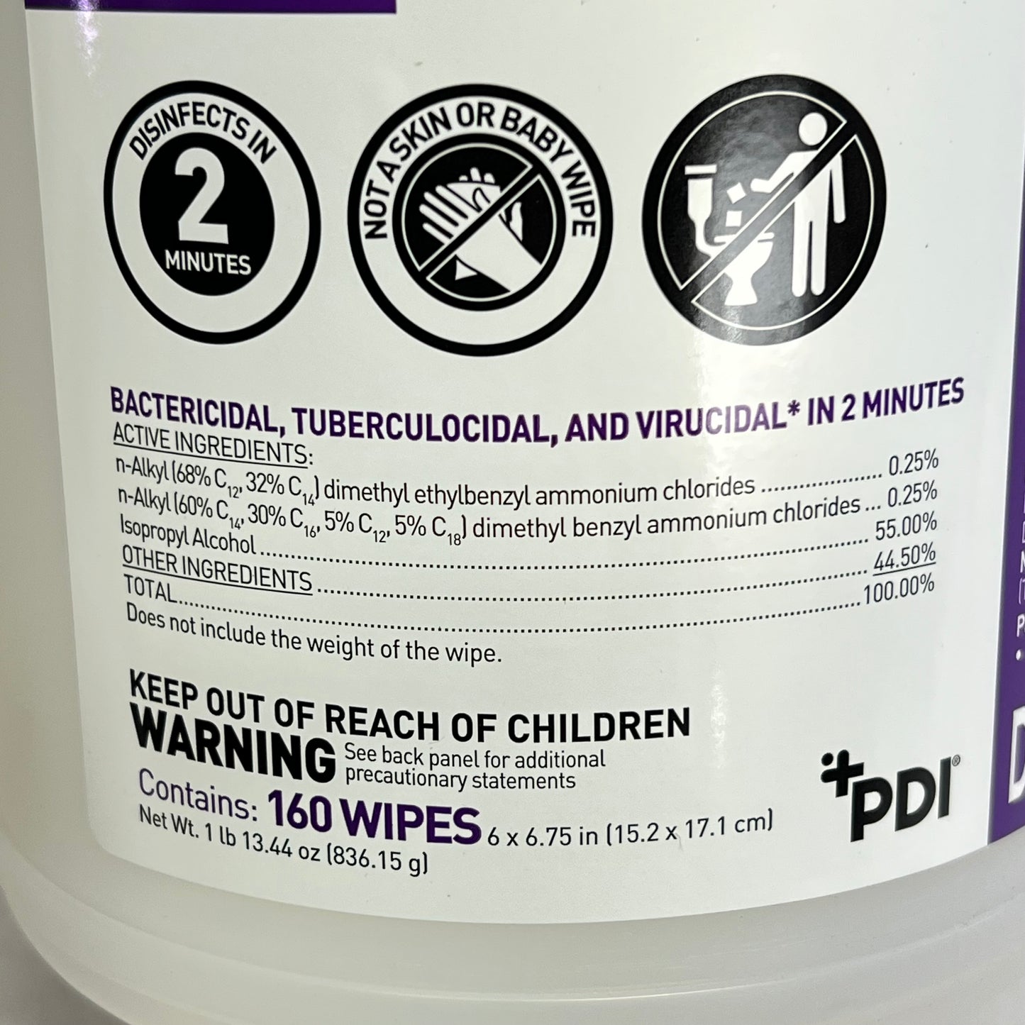 PDI (12 PACK, 160 WPES EACH) Super Sani-cloth Germicidal Wipes Sz Large BB 11/27 (A lid is Missing)