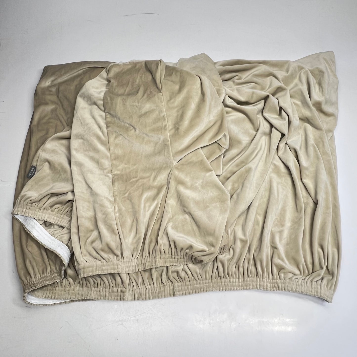 H.VERSAILTEX Velvet 3 Seat Sofa Stretch Cover W/ Arms Washable Creme (New Other)