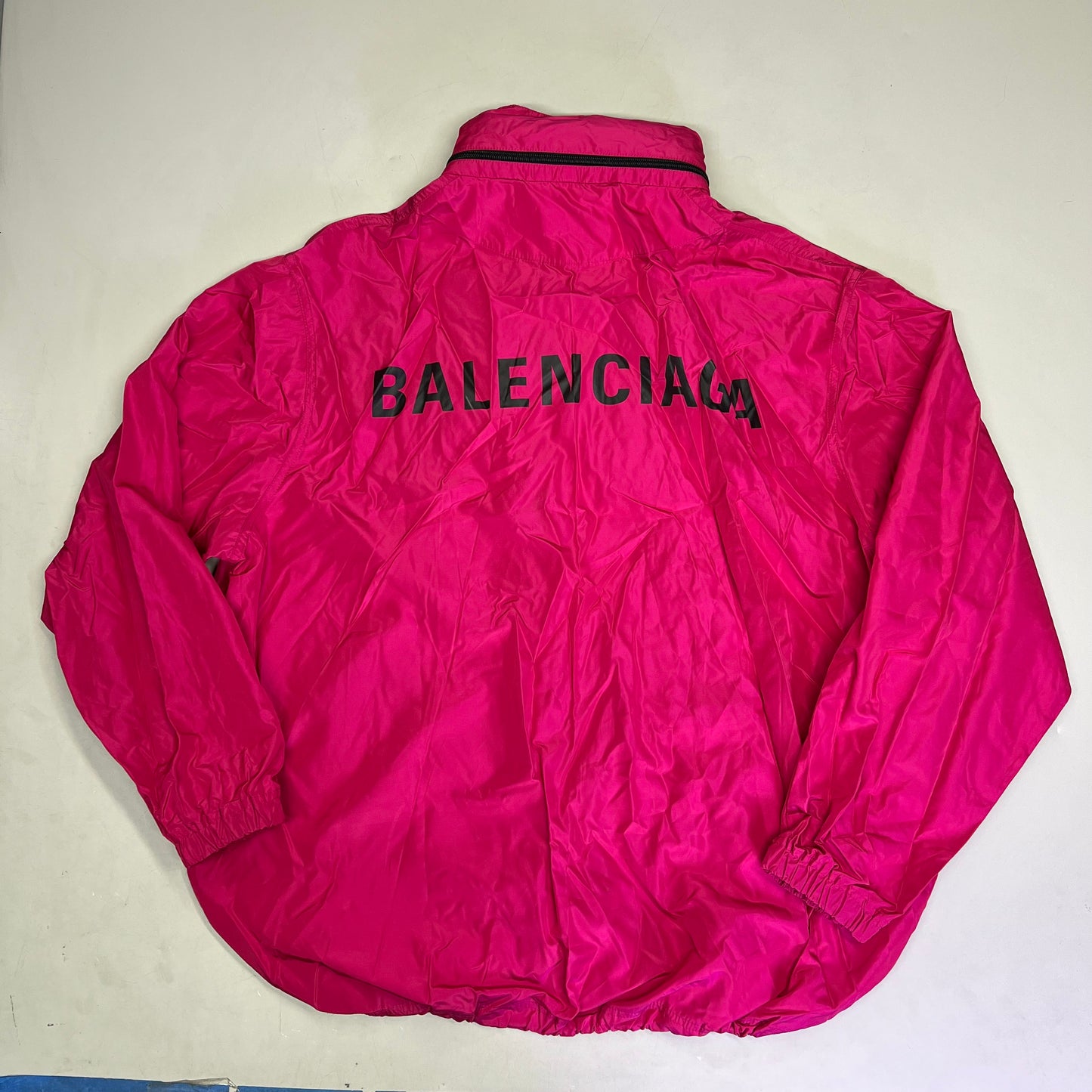 BALENCIAGA Oversized Logo Raincoat Made In Italy Women's Sz 38 Magenta