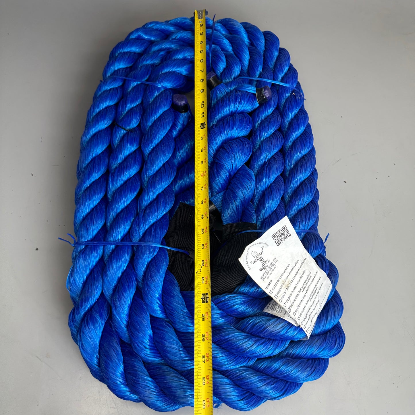 CUSTOM ROPES Tow Rope Front Wheel Assist/SM Tractors 62,500 lb Cap Blue TO62.5