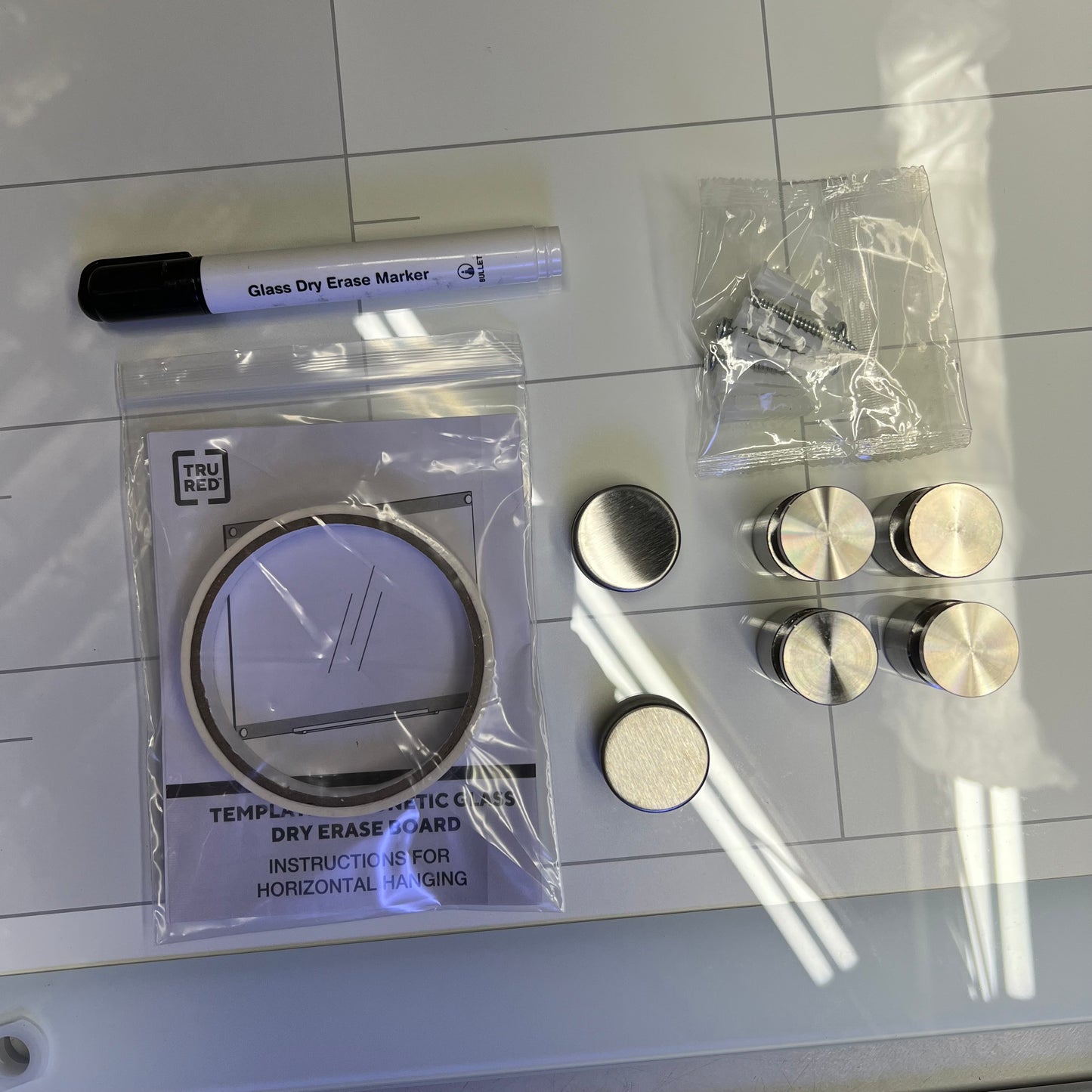 TRU RED Glass Templated Magnetic Glass Dry-Erase Whiteboard 3'x2' White TR62139