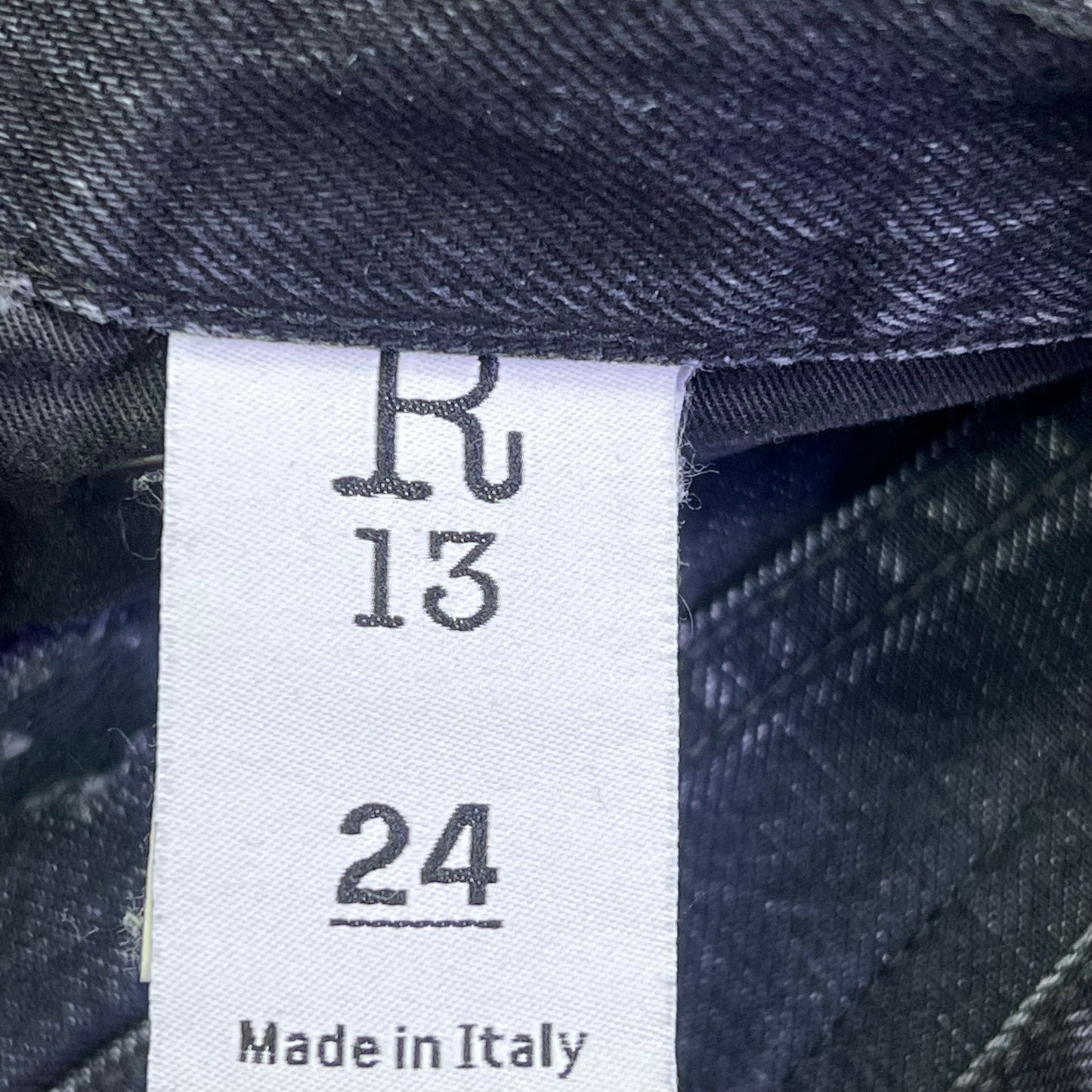R13 Relaxed Distressed Boyfriend Jeans Made In Italy Women's Sz 24 Jake Black