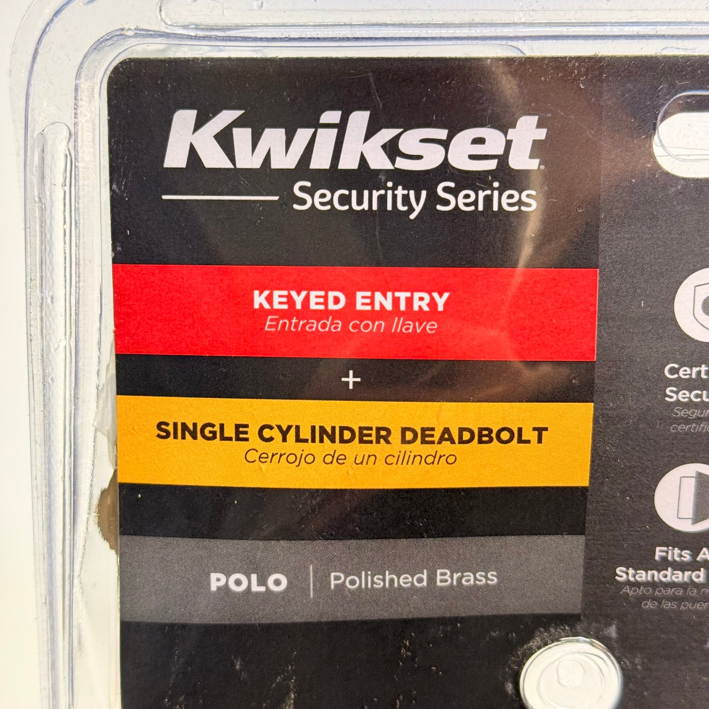 KWIKSET Keyed Entry W/ Single Cylinder Deadbolt Polo Polished Brass 96900-250