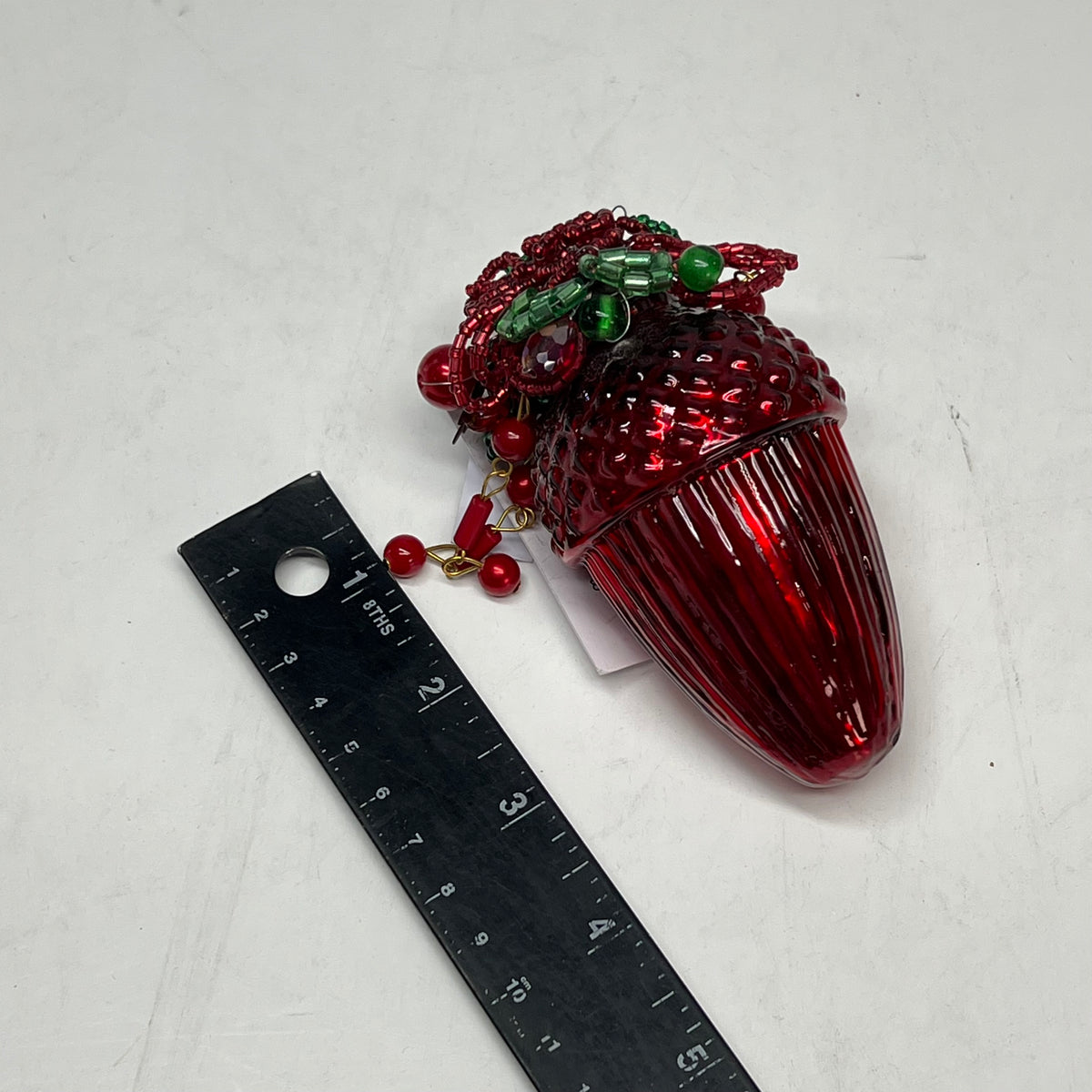 OAKSTREET (6 PACK) Assorted Beaded Acorn Ornament 4"x2" Red/Green OSW268356