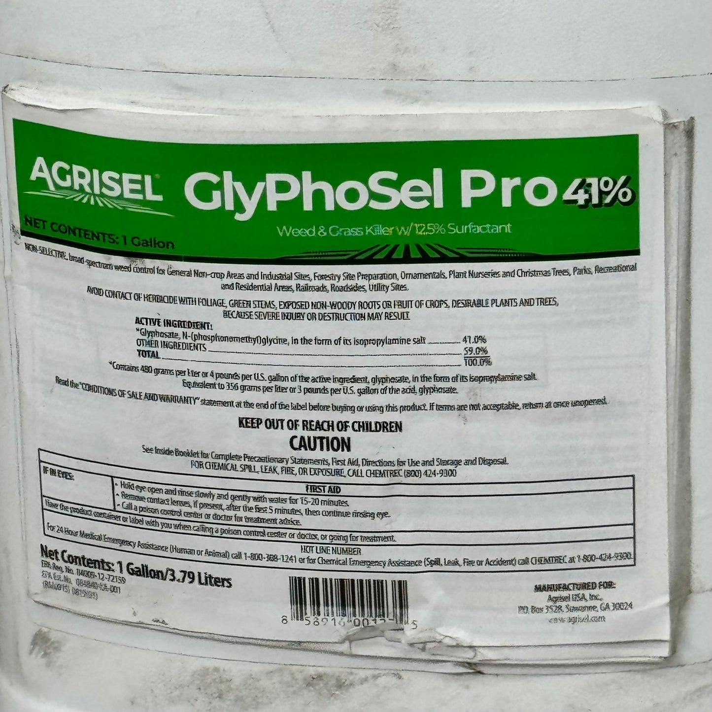 AGRISEL Weed & Grass Killer GlyPhoSel Pro 41% 2 Step Herbicide 1 Gallon