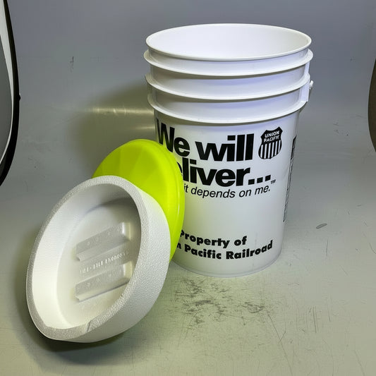 ZA@ UNION PACIFIC RAILROAD Ice Bucket Foam Lining & Lid W/ Plastic Lid Layer 6 Gal White/Black/Yellow