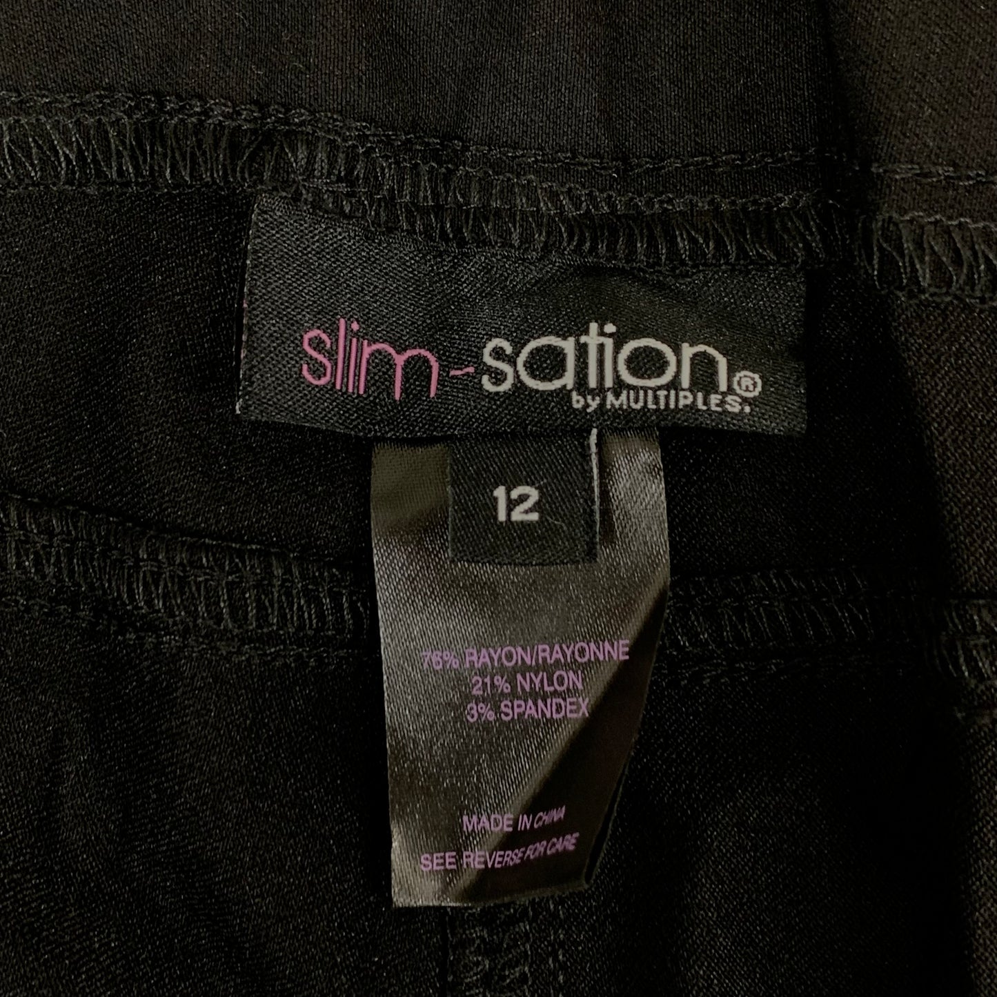 MULTIPLES Narrow Leg Pant Petite Women's Sz 12 Black M2604P