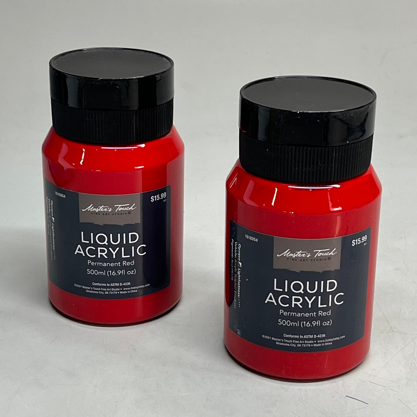 MASTERS TOUCH (2 PACK) Liquid Acrylic Paint 16.9 Fl Oz Permanent Red 1818954
