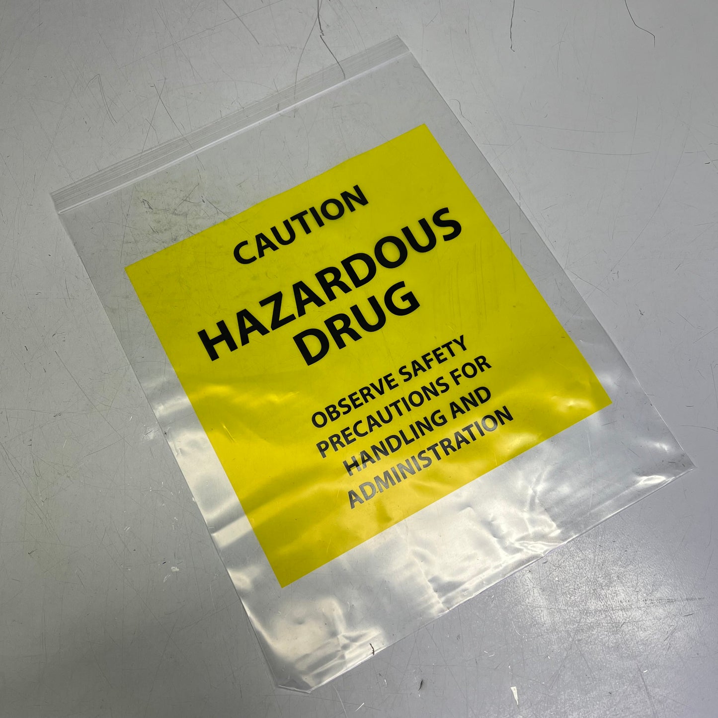 ZA@ LK PACKING  (100 PACK) Hazardous Drug Bags Zip Lock Top 12"x15" Clear/Yellow F41215HDB B