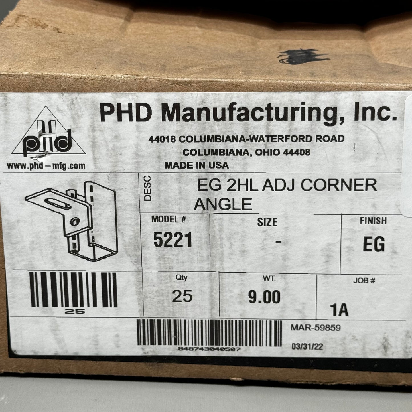 PHD MANUFACTURING (25 PACK) 2 Hole Adjustable Corner Angle EG Finish Chrome 5221