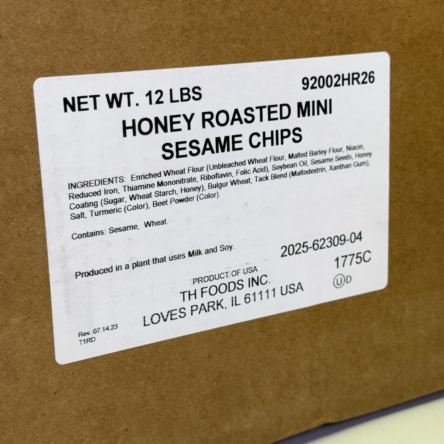 TH FOODS (12 POUNDS) Honey Roasted Mini Sesame Chips Bulk Snack Mix BB 08/26