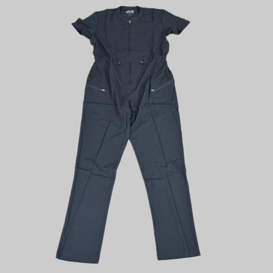 GREEN TOWN 4 Flex Scrubs Jumpsuit Cinch In Waist Women's Sz S Pewter GFX-023AST