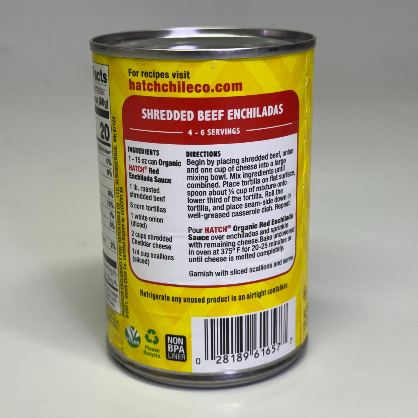 ZA@ HATCH (12 PACK) Organic Red Enchilada Sauce 15 oz Red BB 03/27 (New Other)