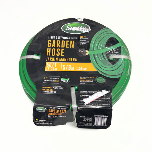 SCOTTS Light Duty Garden Hose High Pressure Easy Coil 50' 200 PSI  Green 83066