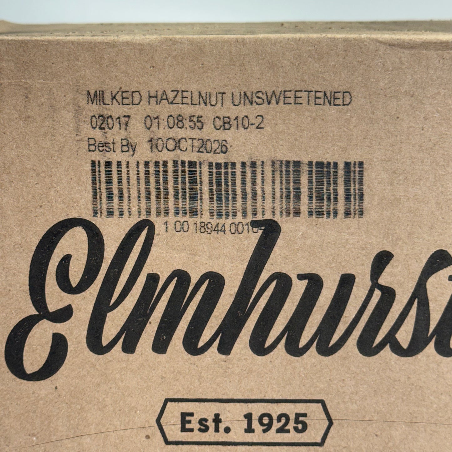 ELMHURST (6 PACK) Milked Hazelnut Unsweetened 32 fl oz. BB 10/26