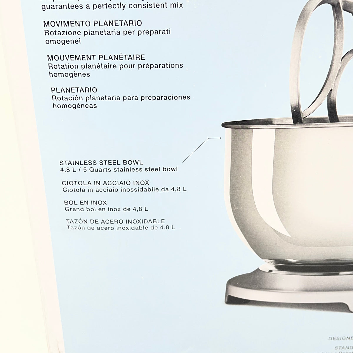 SMEG Kitchen Stand Mixer Full Color 50's Style 600w Glossy Silver SMF03PBEU