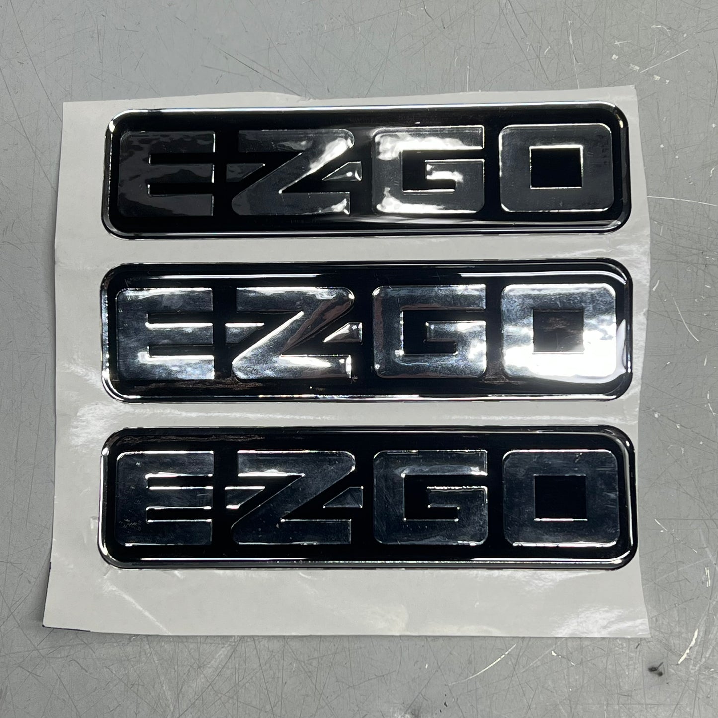 E-Z-GO (3 PACK) Cowl Decal Sticker 8"x1" Chrome/Black 619206