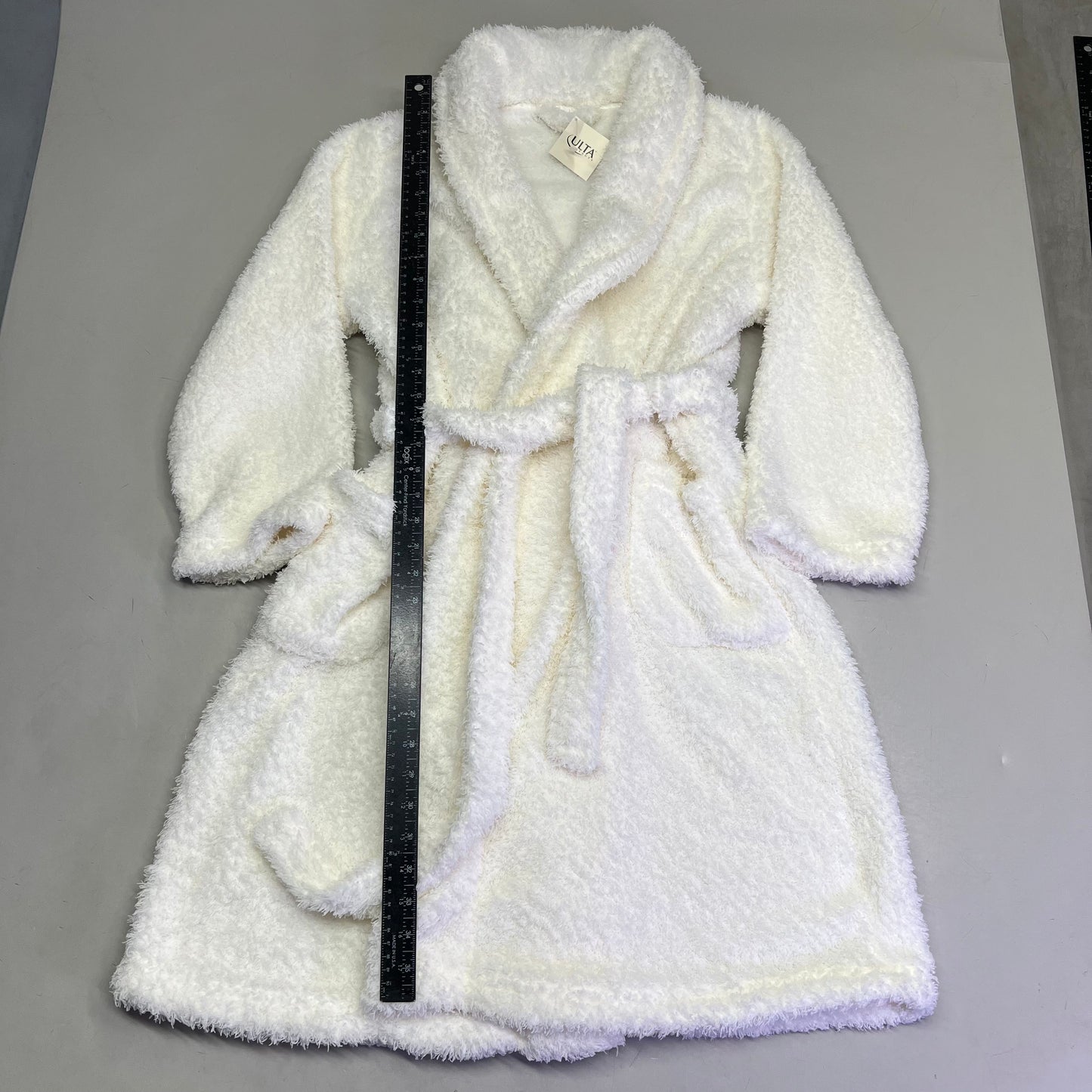ULTA BEAUTY 2023 Long Sleeve Plush Tie Robe Gift Tag Women's Sz L/XL White