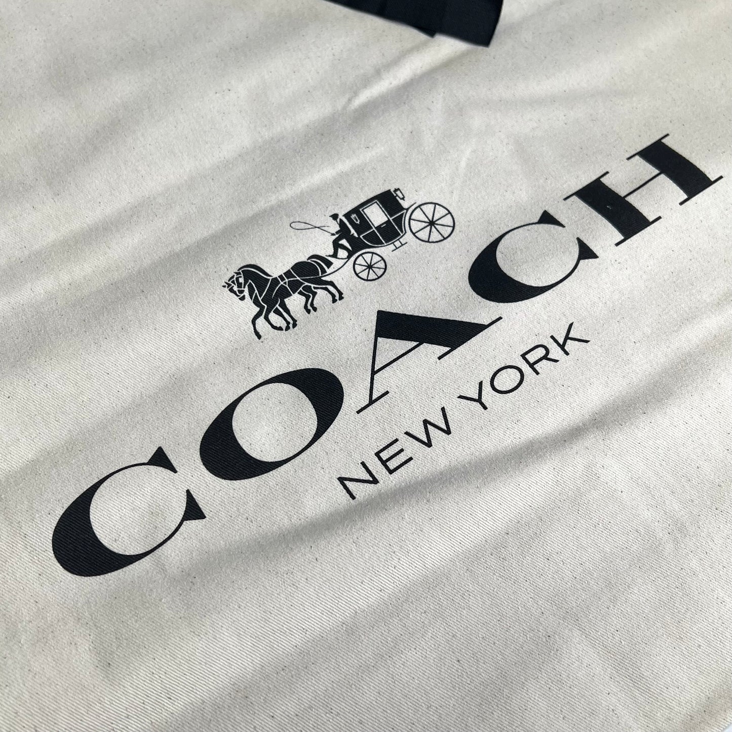 COACH Cotton Ribbon Closure Dust Protection Bags  24"x23" Off White/Black