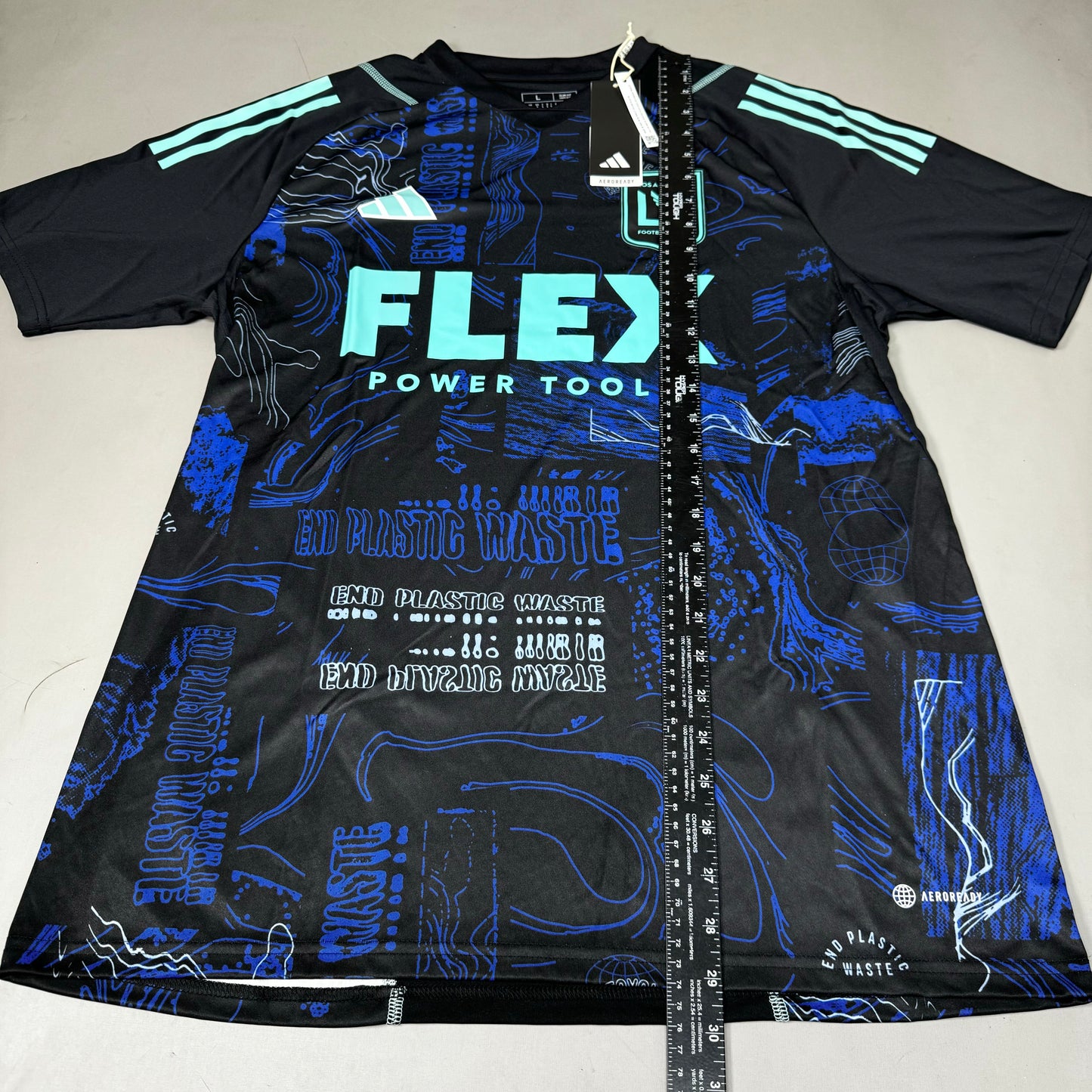 LAFC Los Angeles FC ADIDAS One Planet Soccer Jersey Women’s Sz L Black / Blue