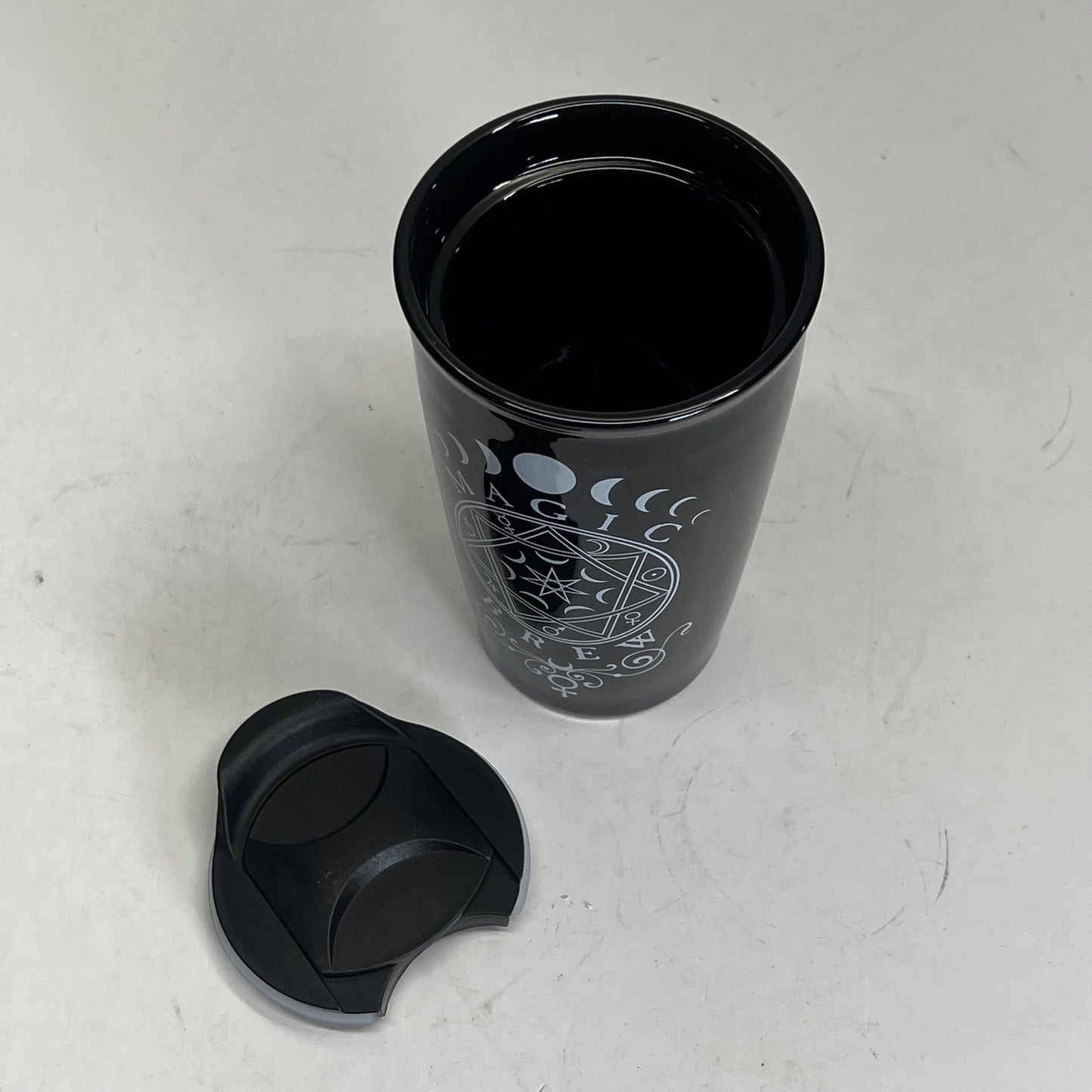 ALCHEMY Magic Brew Pagen Travel Mug Ceramic & Plastic 12oz Black MRDWM9