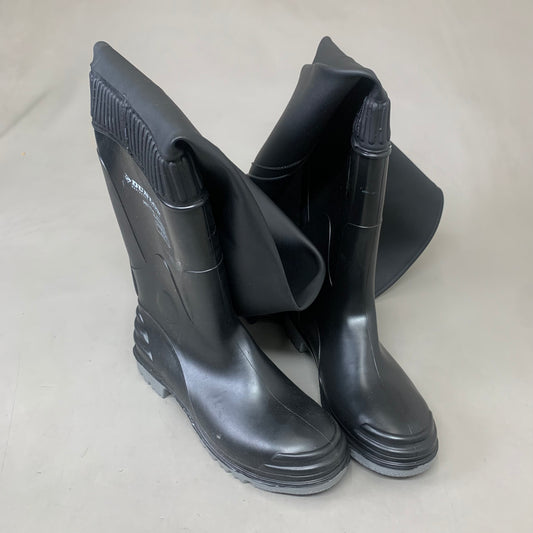 DUNLOP Hip/Thigh Wader Steel Toe Boots Steel Toe Unisex Sz 9 Black/Grey 86056