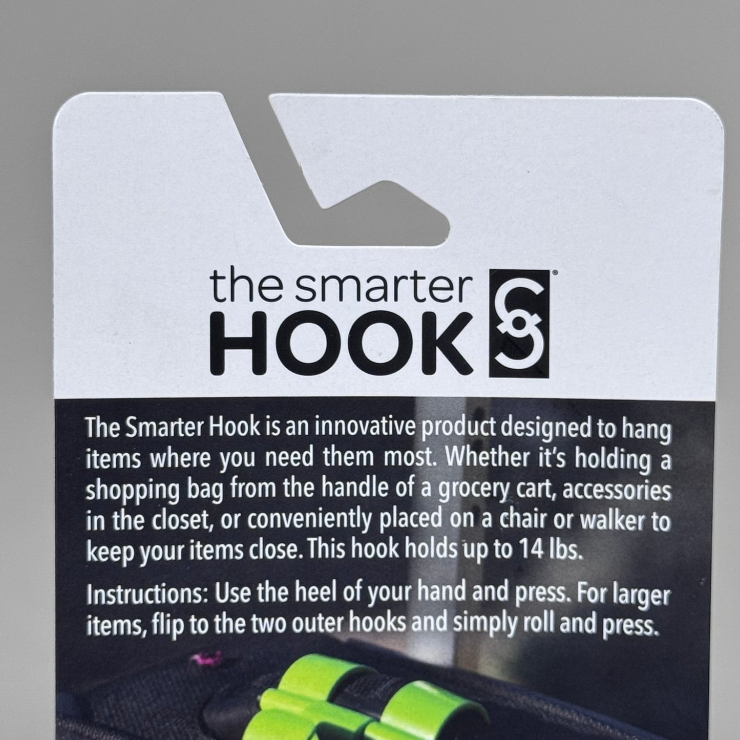 THE SMARTER HOOK (3 PACK) Plastic Durable Bag Hook Holds up to 14lbs Black