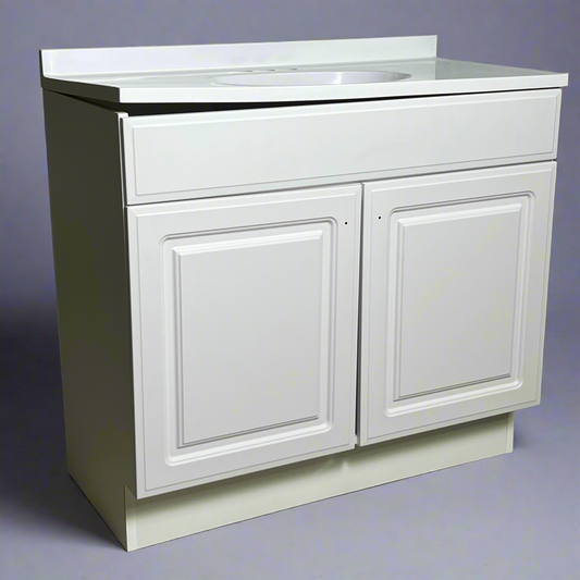 ZA@ ZENNA HOME Single White Vanity & Sini Top RBC30WW Sz 33”Hx36”Lx18”W (AS-IS, A Little Damage)