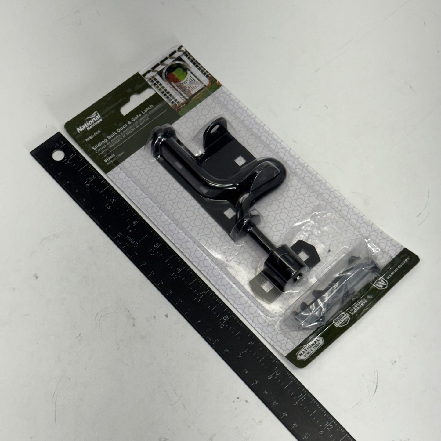 NATIONAL HARDWARE Sliding Bolt Door & Gate Latch Sz 6"L x 2.5"W Black N165-506