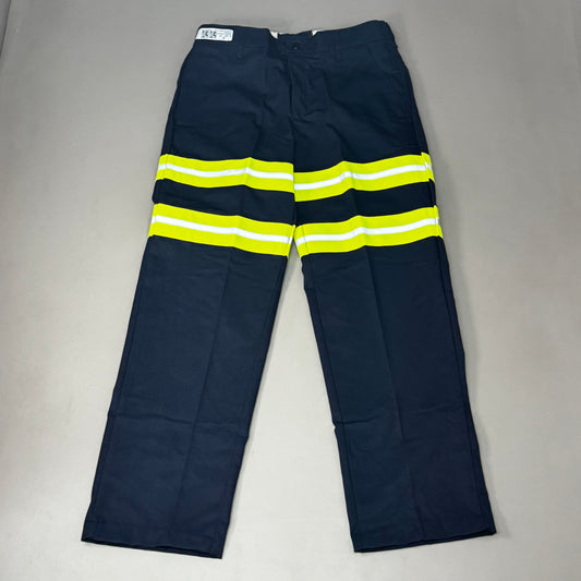 RED KAP Enhanced Visibility Industrial Pant Mens Sz 34 Reflective/Blue PT20-EHV