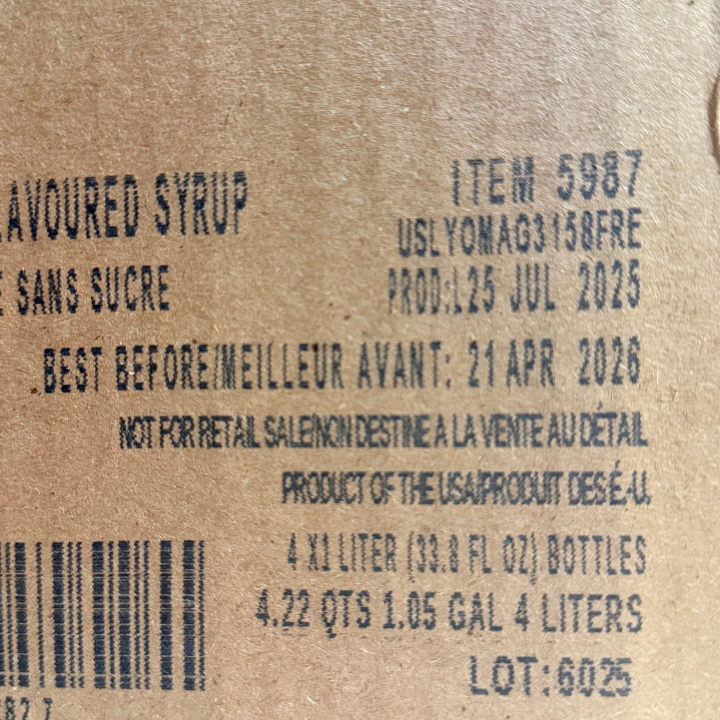 ZA@ STARBUCKS (4 PACK) Fontana Sugar Free Vanilla Flavored Syrup 33.8 fl oz BB 04/26