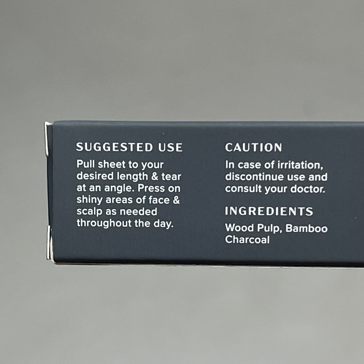 MANTL No-Shine Mattifying Sheets Made W/ Bamboo & Charcoal 196.8" X 2.8" Black