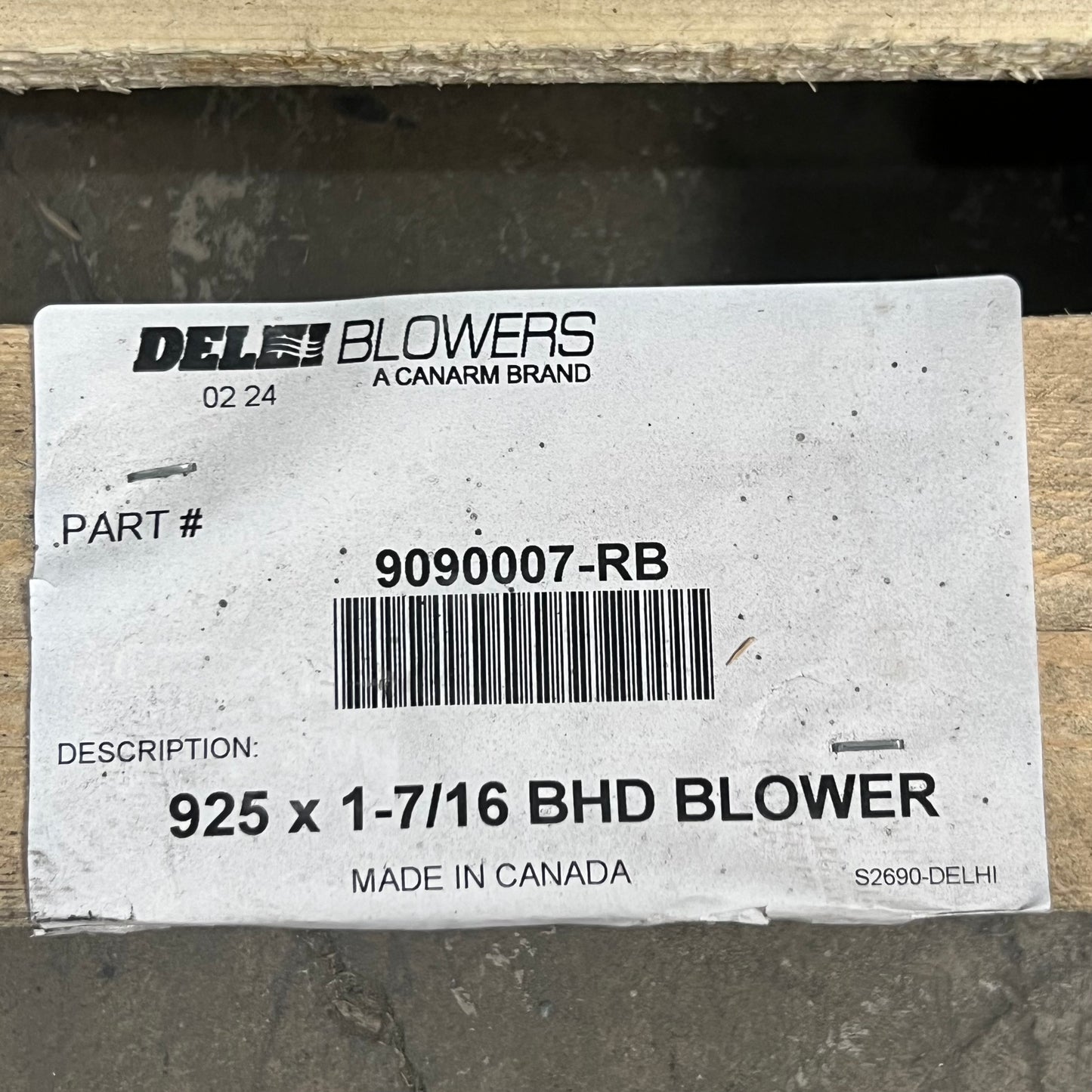 Z@CANARM HVAC Delhi Blower Assembly 925 x 1-7/16 BDH Blower 9090007