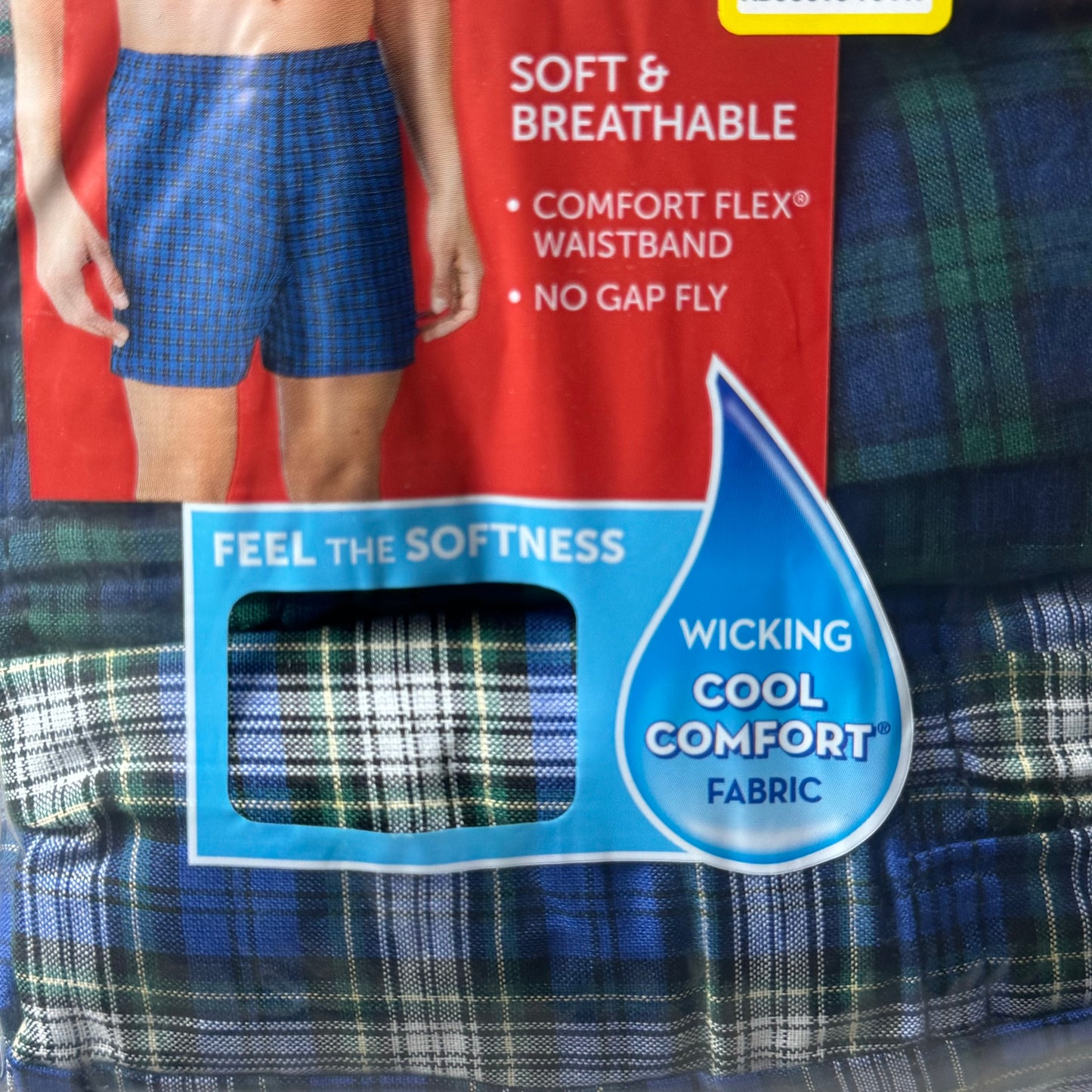 HANES (3 PACK) Men's Cool Comfort Boxer Briefs Sz XL 40-42" Blue/Red/Grey 042390