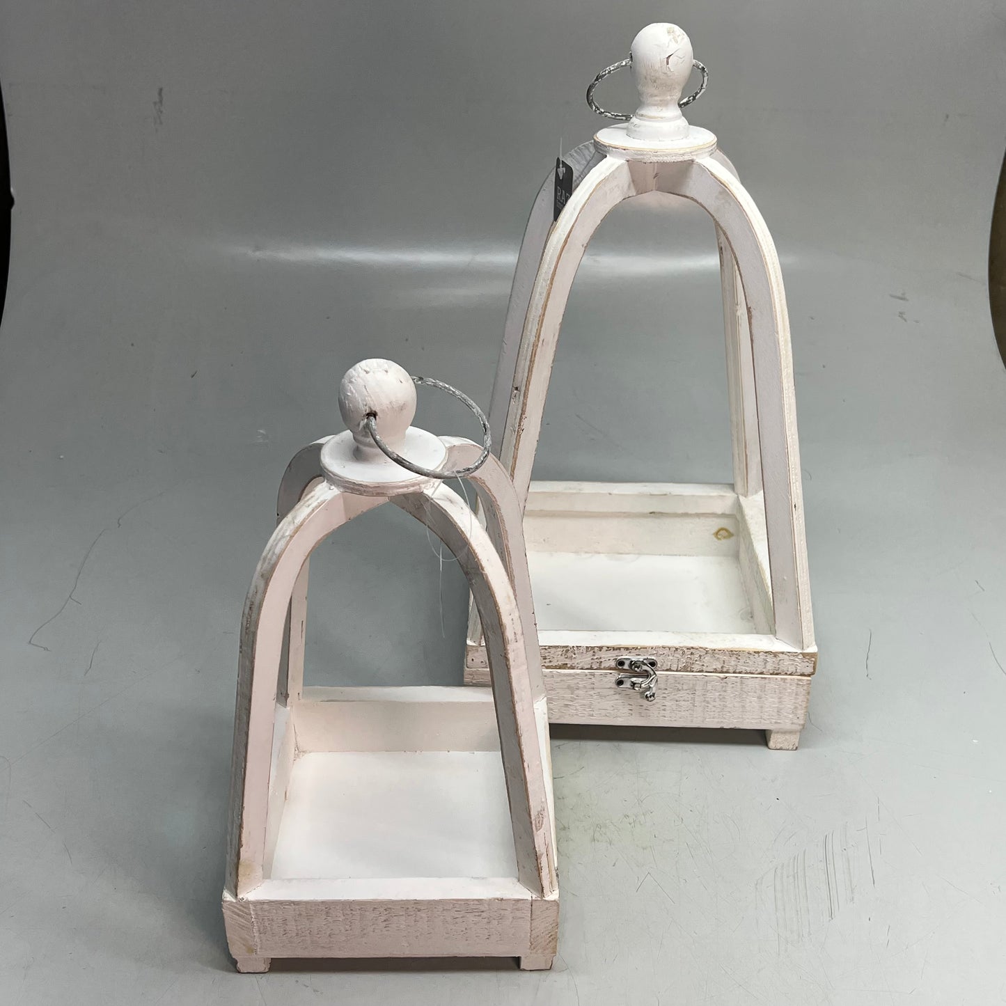 RAZ IMPORTS (SET OF 2) Open Lanterns Home Decor 17.75" White Wash 4341506