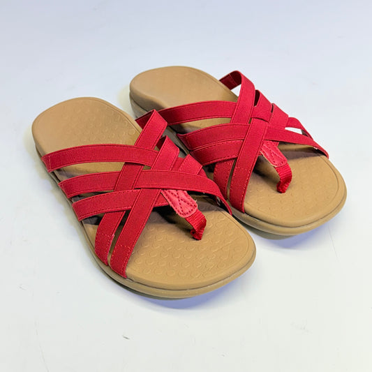 VIONIC Sandals Tia Woven Stretch Gore Thong Sz 8M Color Red New