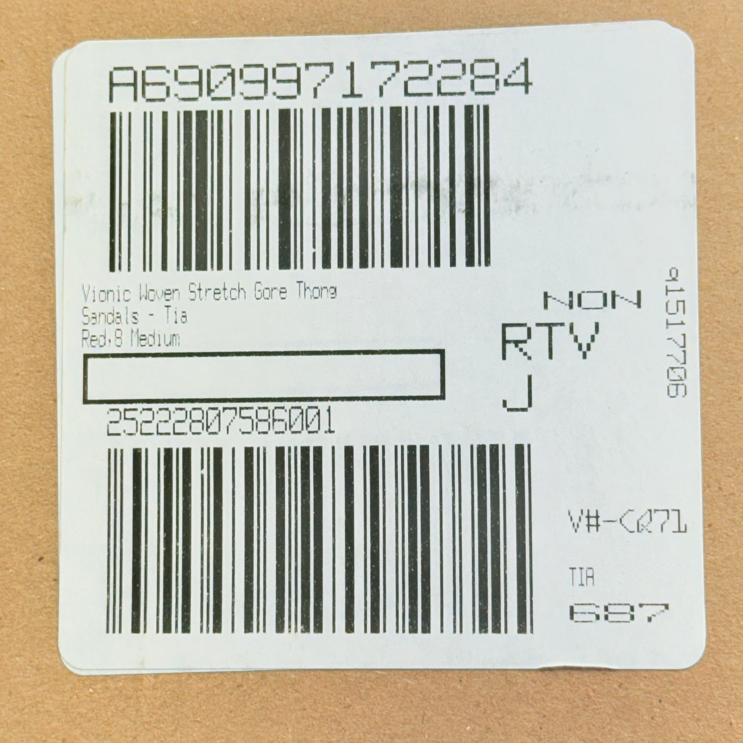 VIONIC Sandals Tia Woven Stretch Gore Thong Sz 8M Color Red New